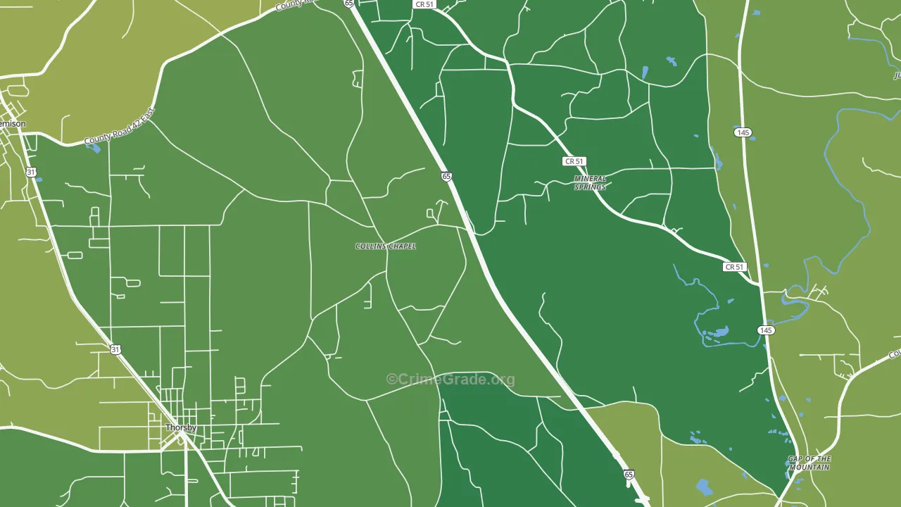 Collins Chapel, AL Map of Murder Rates