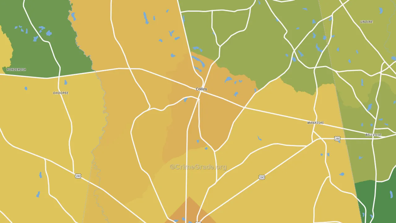 Collins, GA Map of Murder Rates