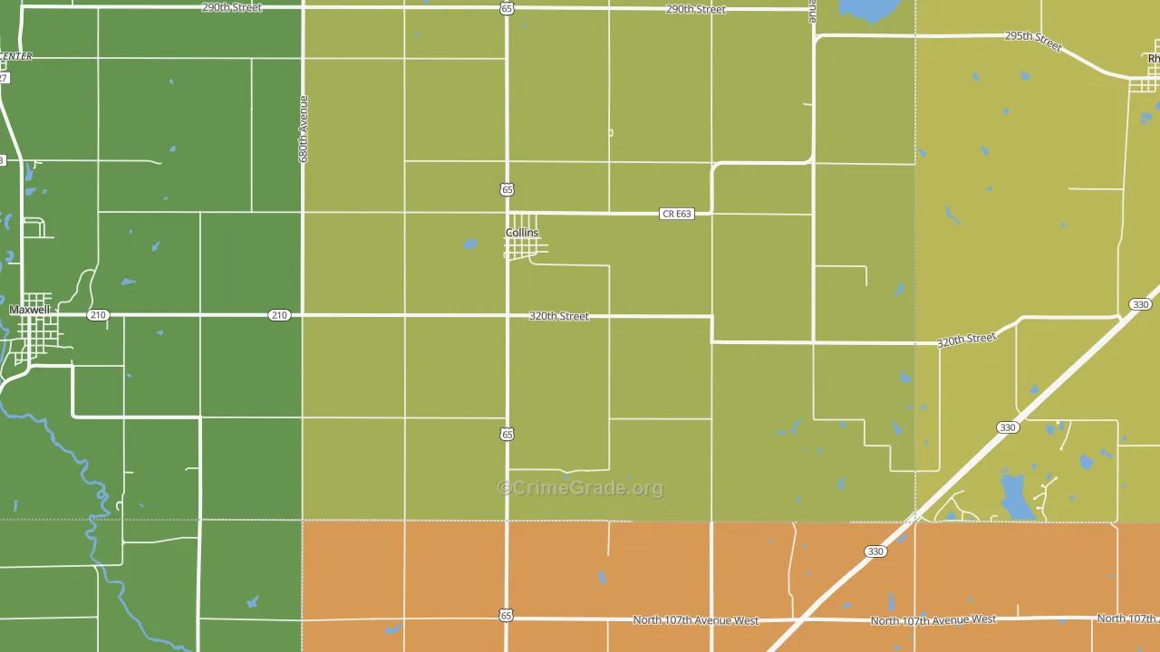 Collins, IA Map of Murder Rates