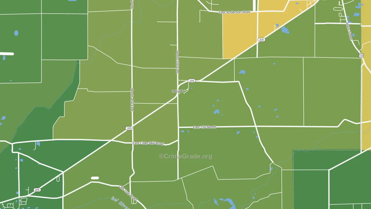 Collins, IN Map of Murder Rates