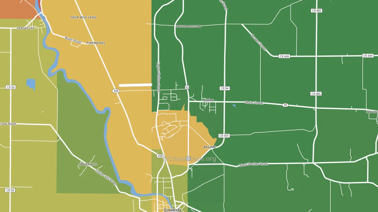 Collins, NY Map of Murder Rates