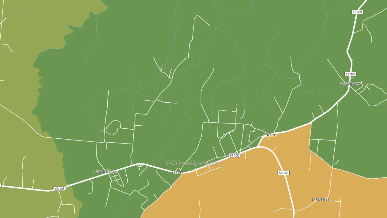 Collins, TN Map of Murder Rates