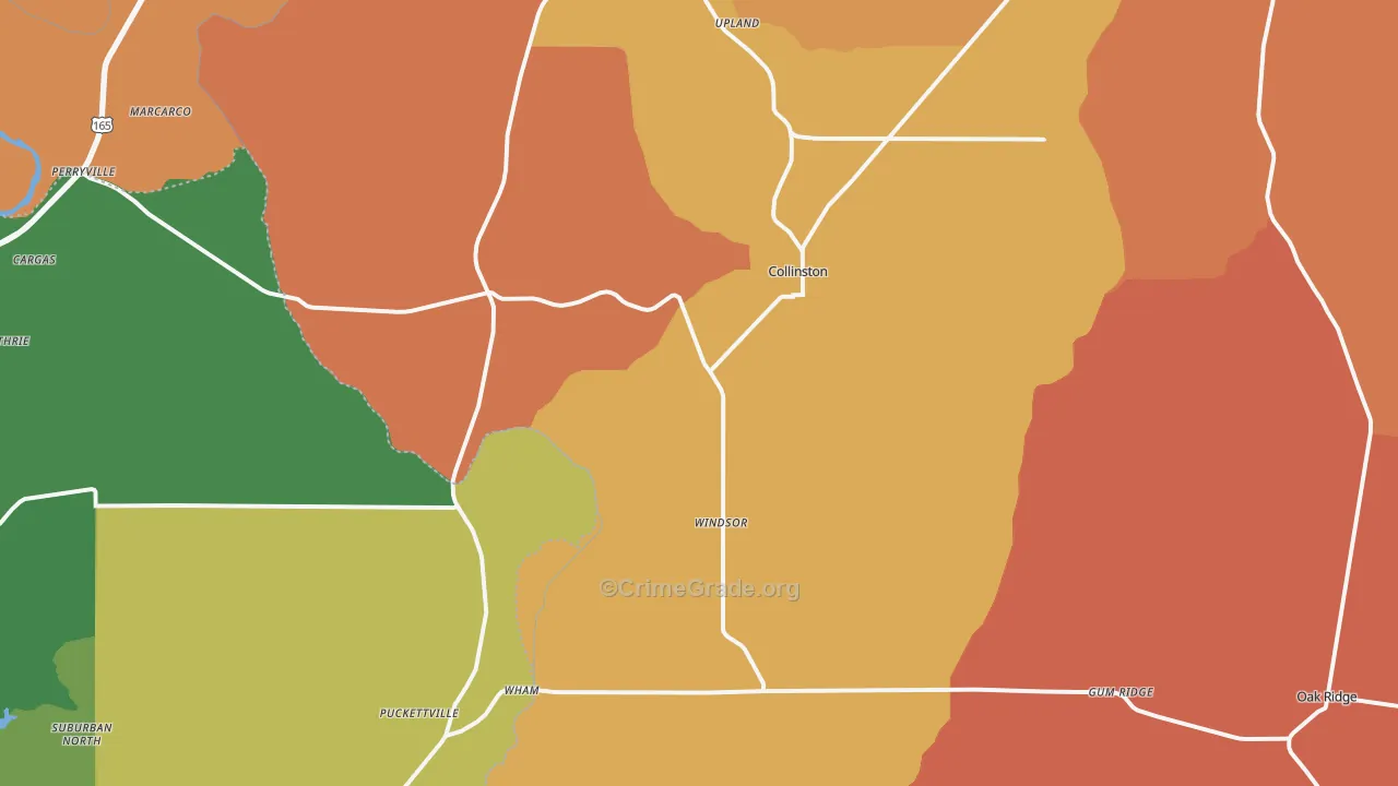 Collinston, LA Map of Murder Rates