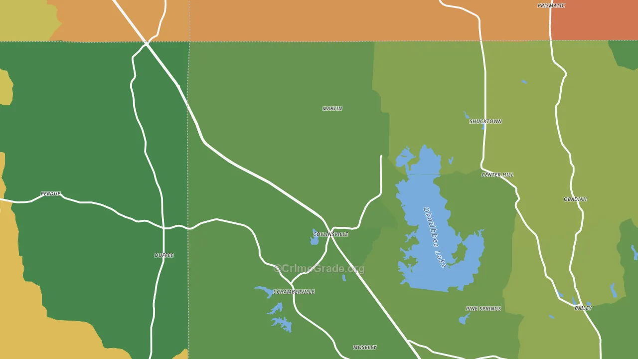 Collinsville, MS Map of Murder Rates