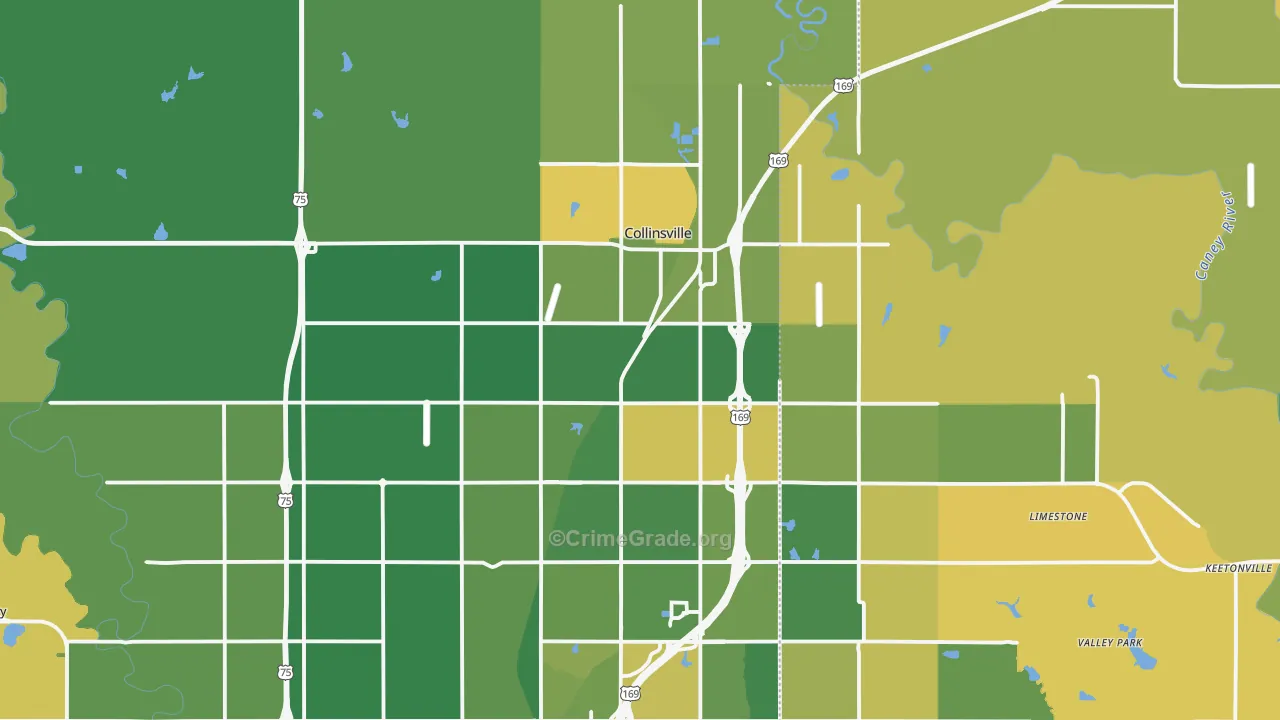Collinsville, OK Map of Murder Rates