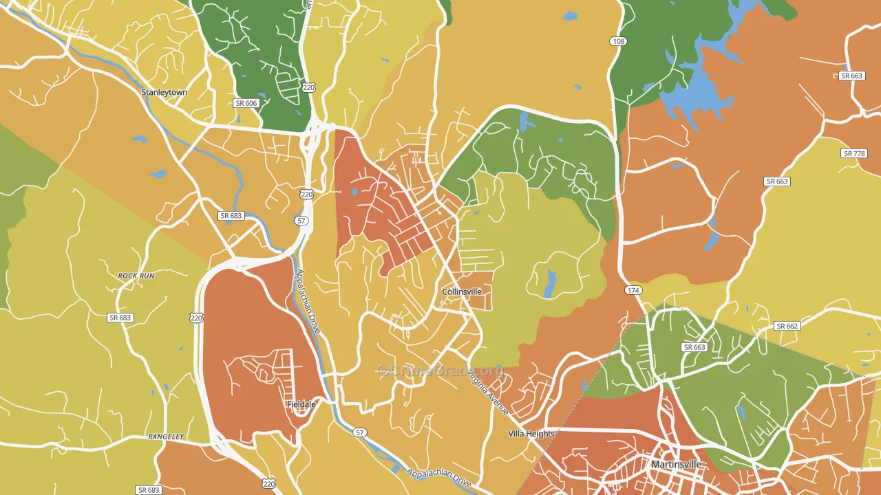 Collinsville, VA Map of Murder Rates