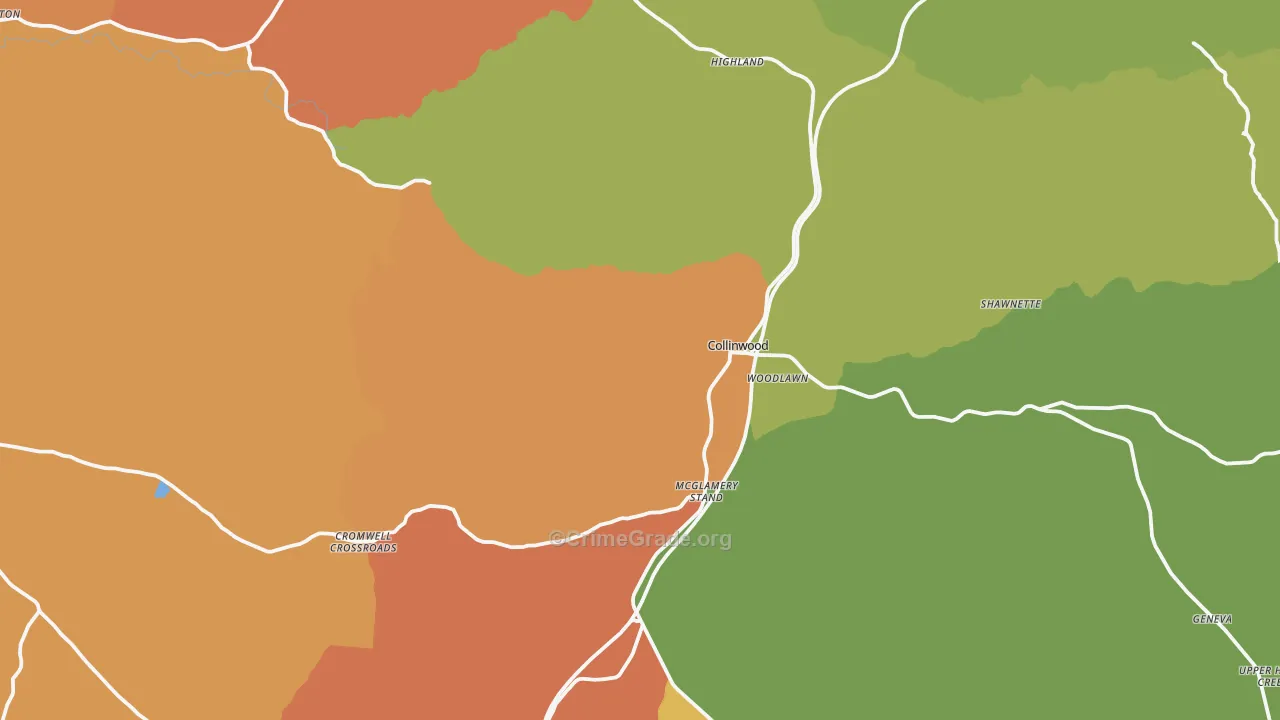 Collinwood, TN Map of Murder Rates
