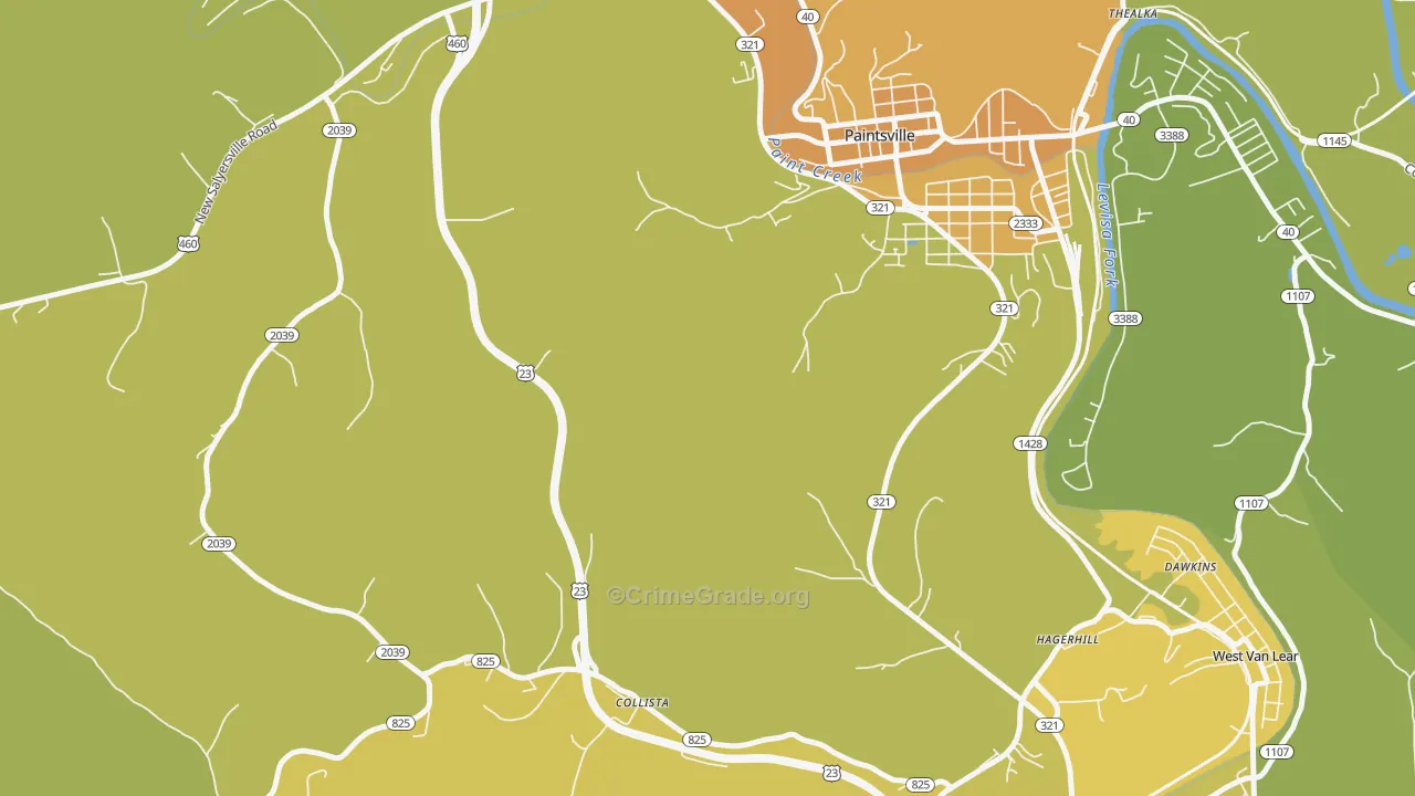 Collista, KY Map of Murder Rates