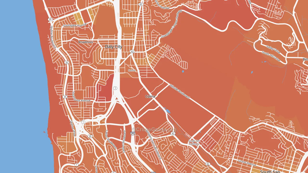 Colma, CA Map of Murder Rates