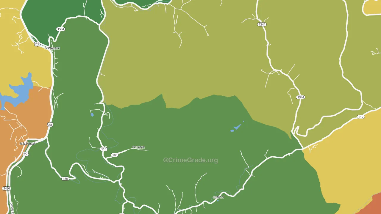 Colmar, KY Map of Murder Rates