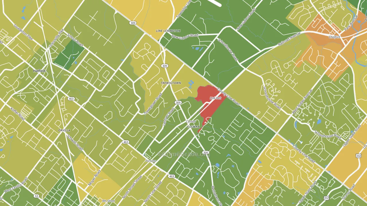 Colmar, PA Map of Murder Rates