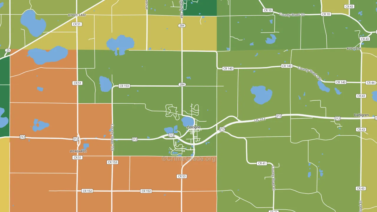 Cologne, MN Map of Murder Rates