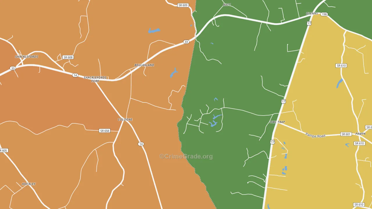 Cologne, VA Map of Murder Rates
