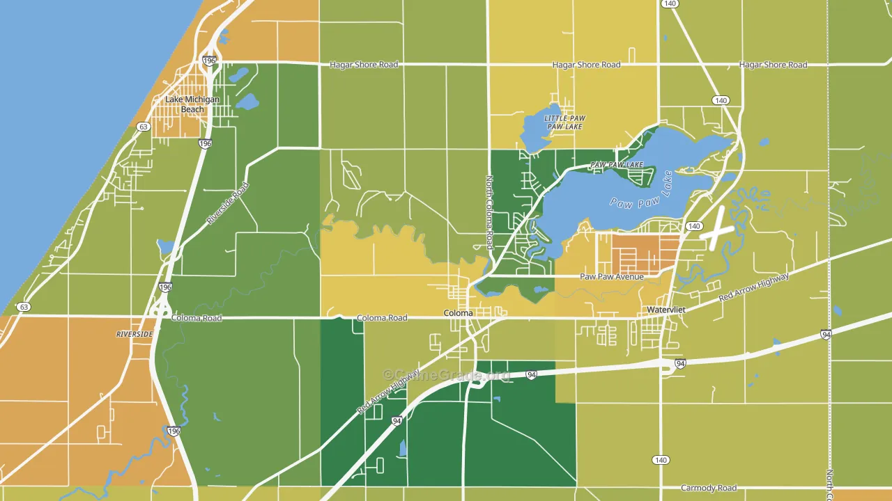 Coloma, MI Map of Murder Rates