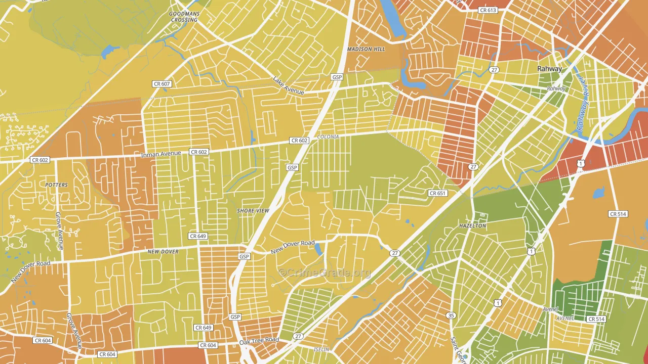 Colonia, NJ Map of Murder Rates