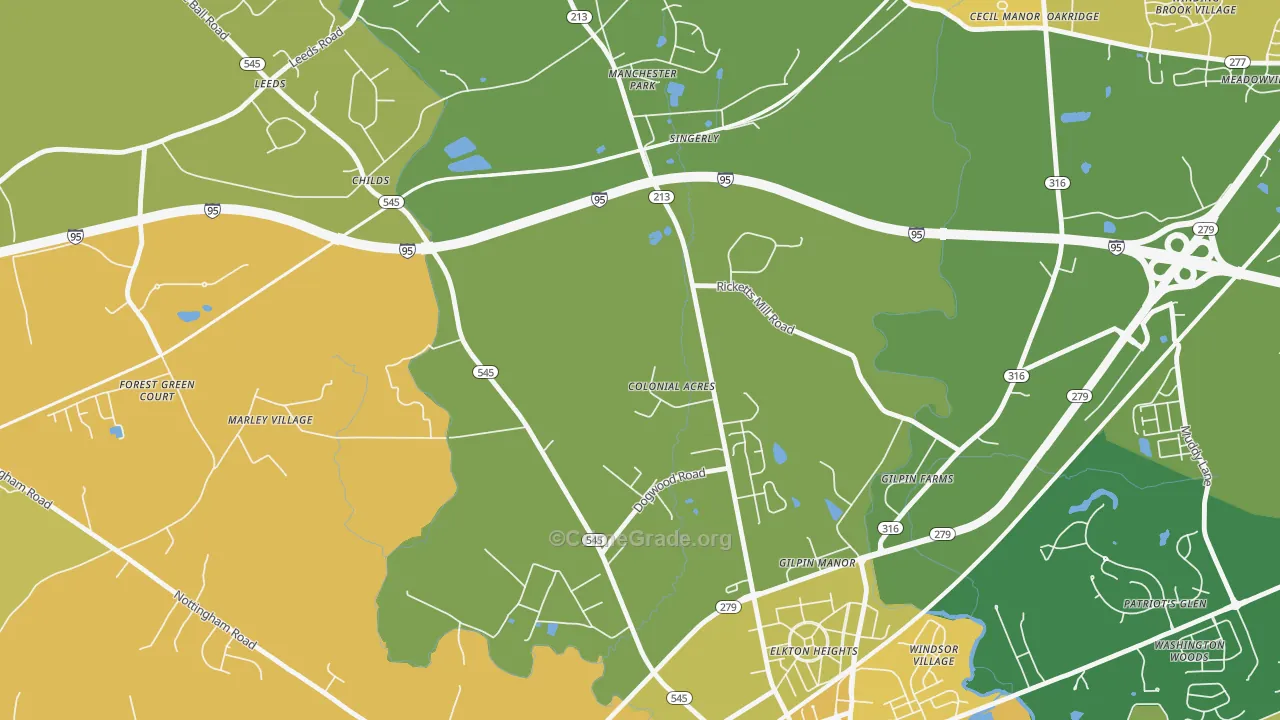 Colonial Acres, MD Map of Murder Rates