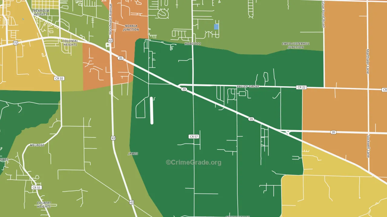 Colonial Heights, AL Map of Murder Rates