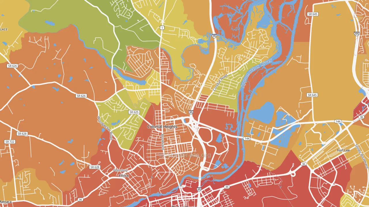 Colonial Heights City, VA Map of Murder Rates