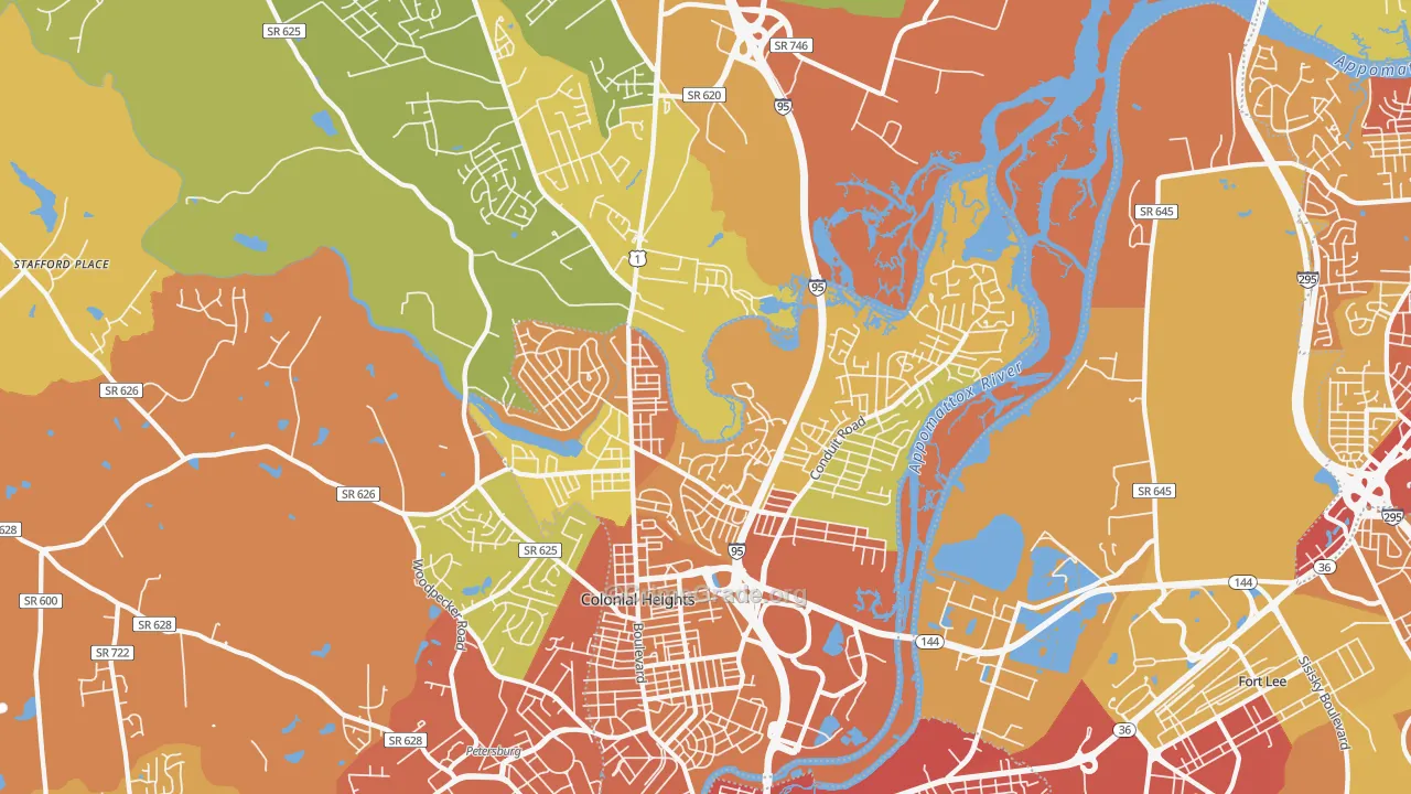 Colonial Heights, VA Map of Murder Rates