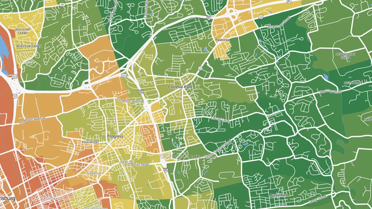 Colonial Park, PA Map of Murder Rates