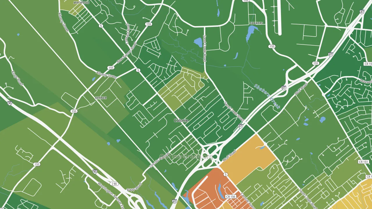 Colonie, NY Map of Murder Rates