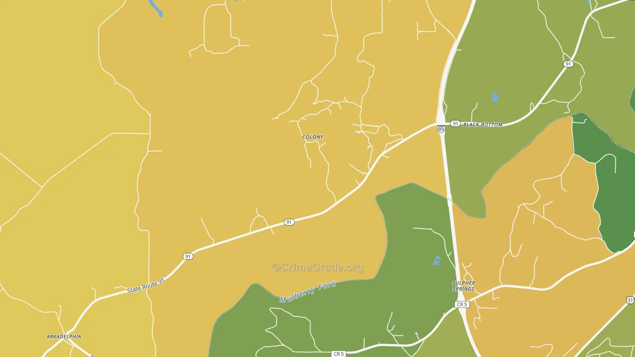 Colony, AL Map of Murder Rates