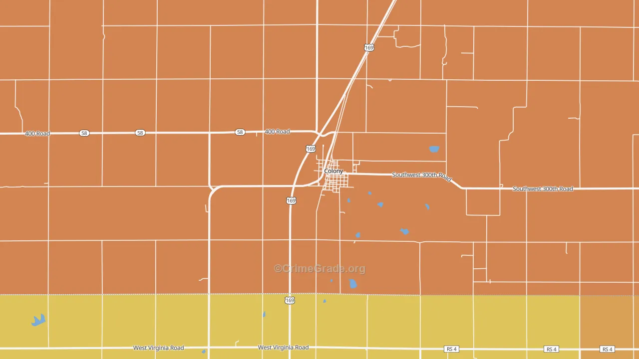 Colony, KS Map of Murder Rates