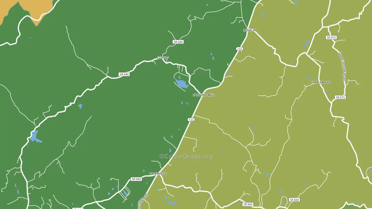 Coltons Mill, VA Map of Murder Rates