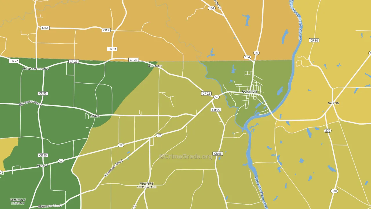 Columbia, AL Map of Murder Rates