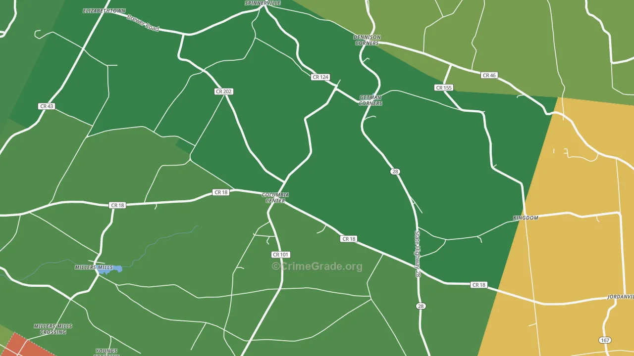 Columbia Center, NY Map of Murder Rates