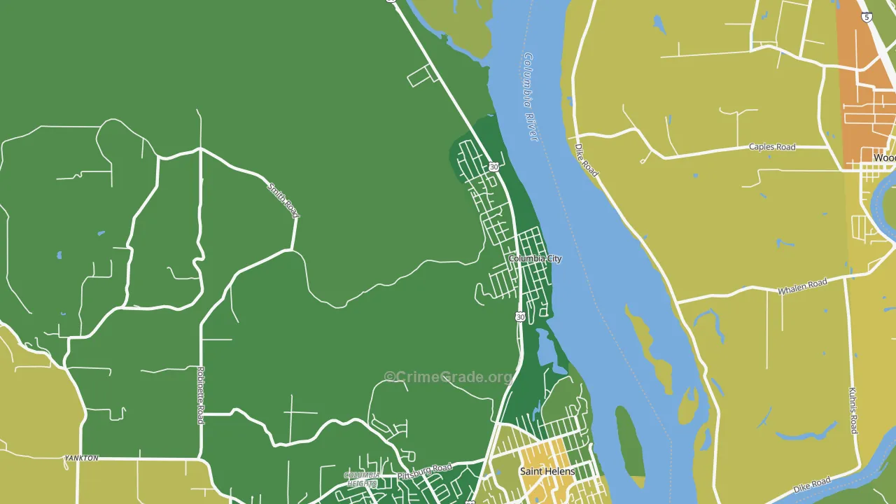 Columbia City, OR Map of Murder Rates