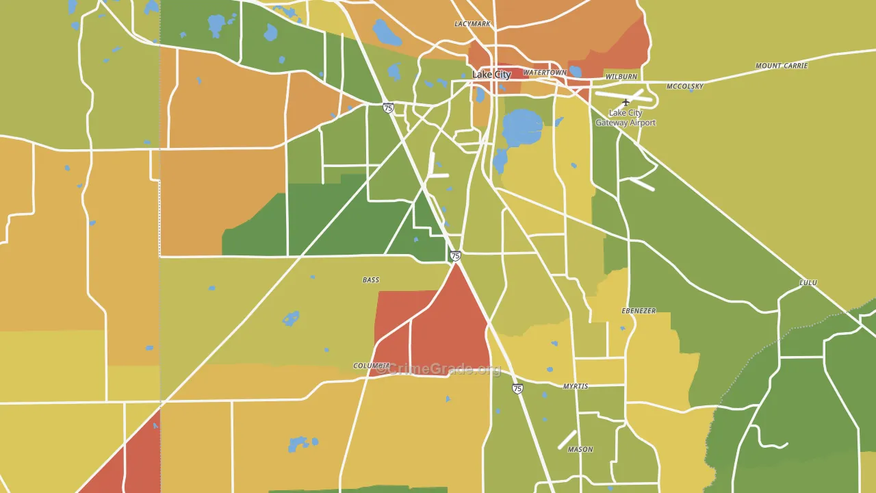 Columbia County, FL Map of Murder Rates