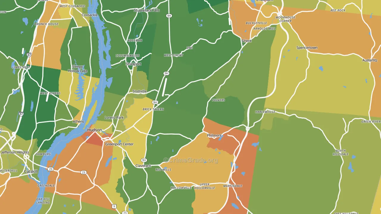 Columbia County, NY Map of Murder Rates