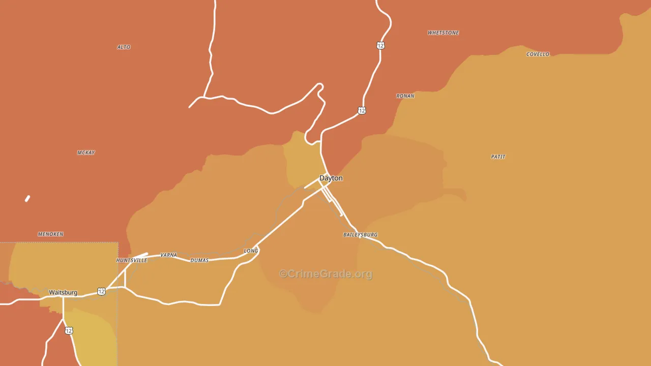Columbia County, WA Map of Murder Rates