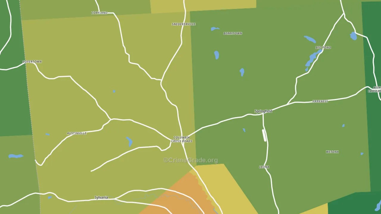 Columbia Cross Roads, PA Map of Murder Rates