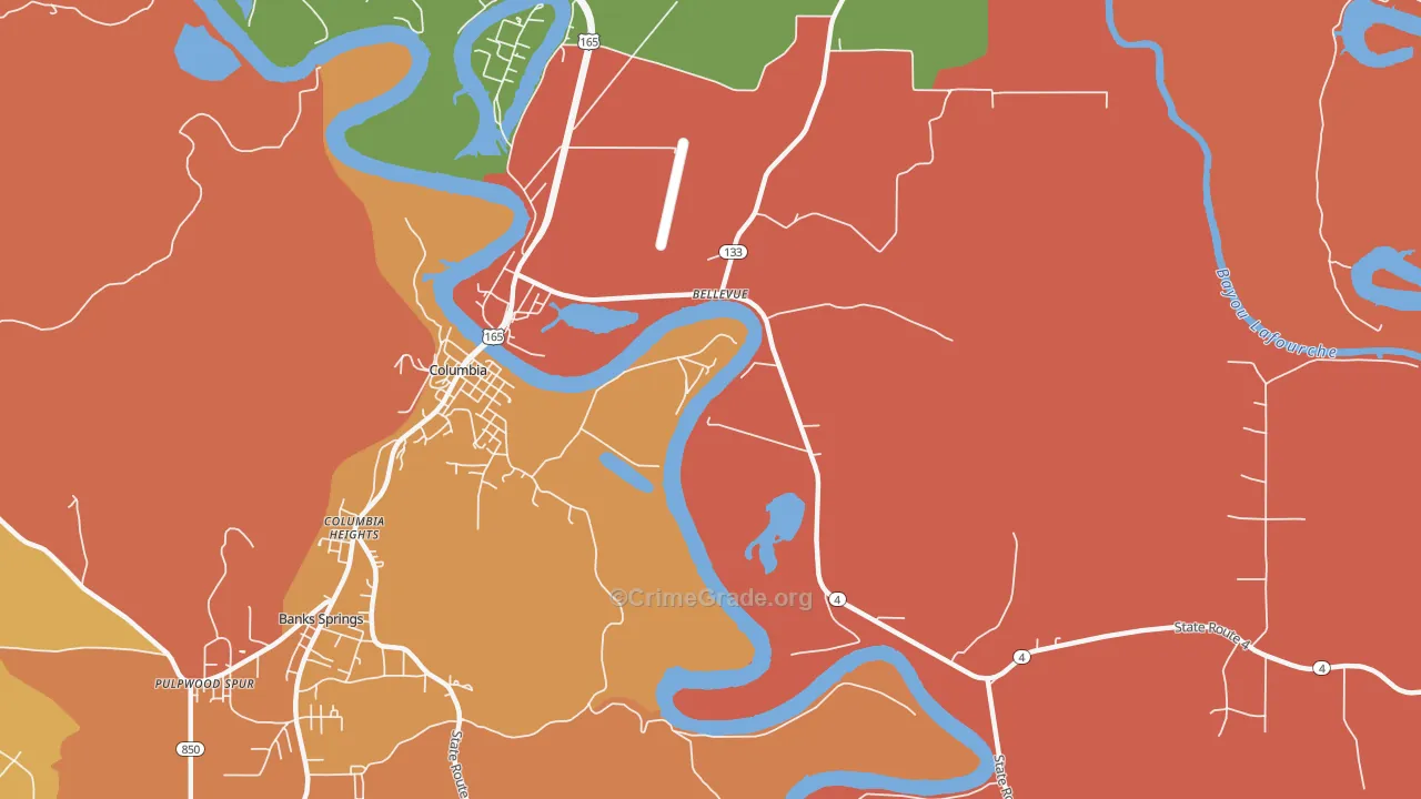 Columbia Heights, LA Map of Murder Rates