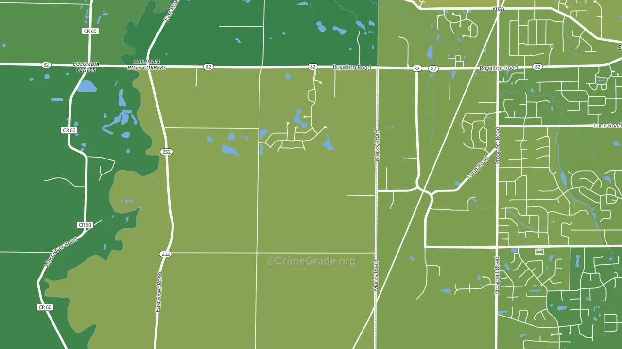 Columbia Hills Corners, OH Map of Murder Rates