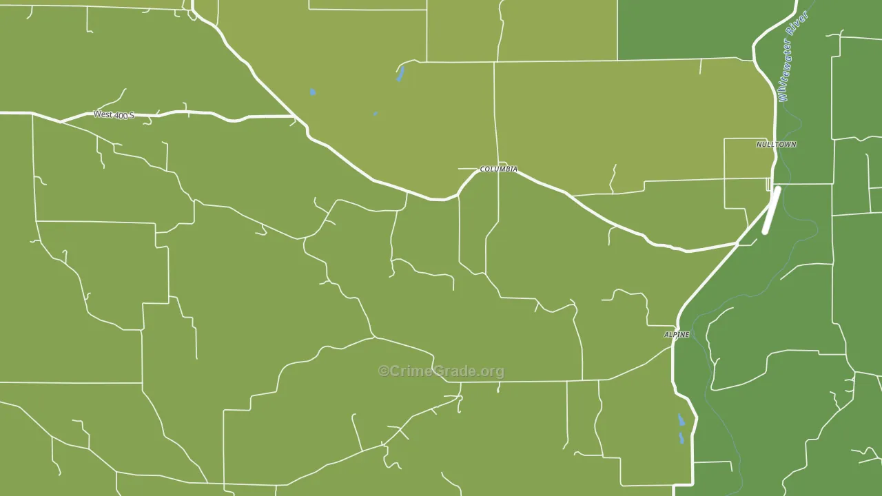 Columbia, IN Map of Murder Rates
