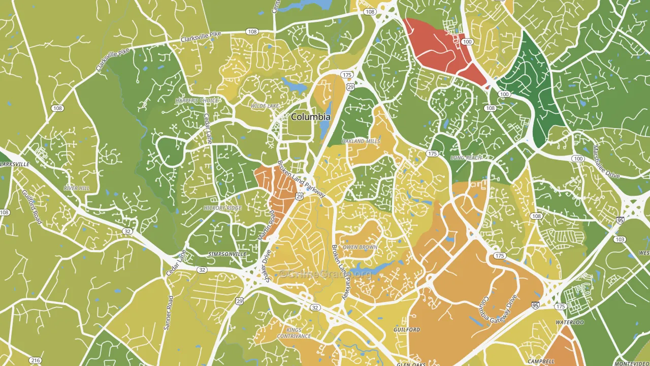 Columbia, MD Map of Murder Rates