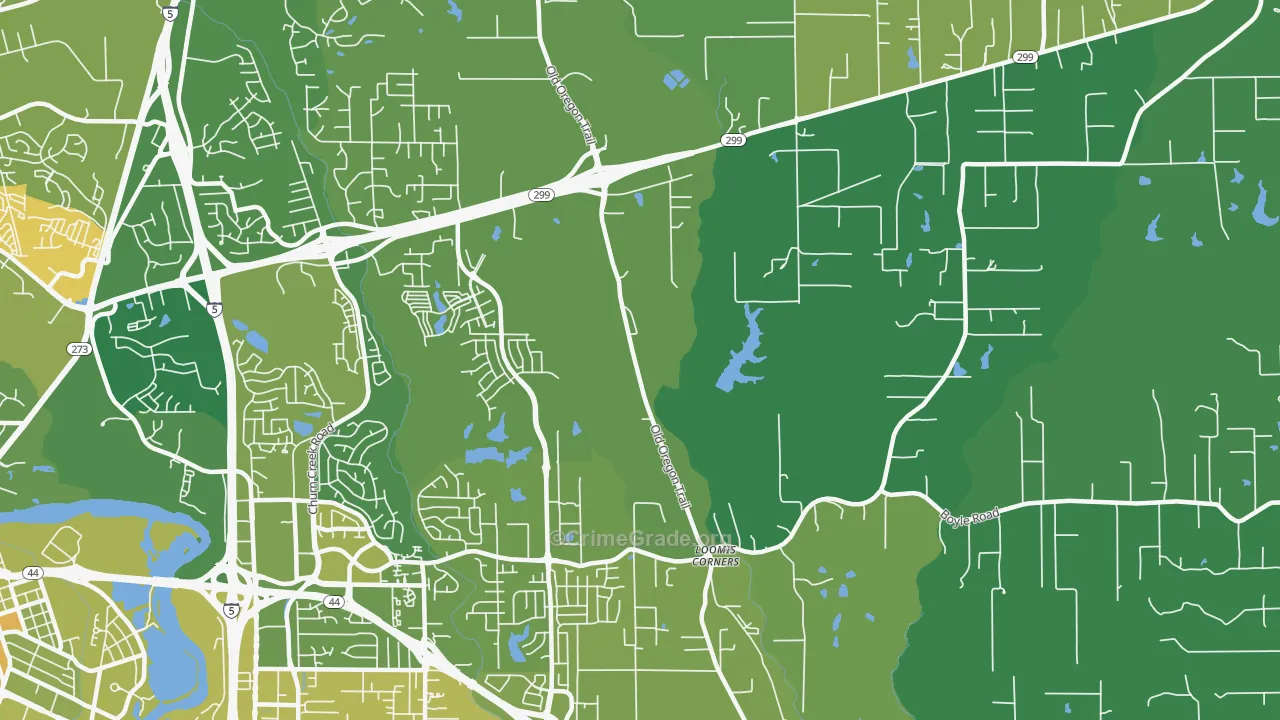 Columbia, Redding, CA Map of Murder Rates