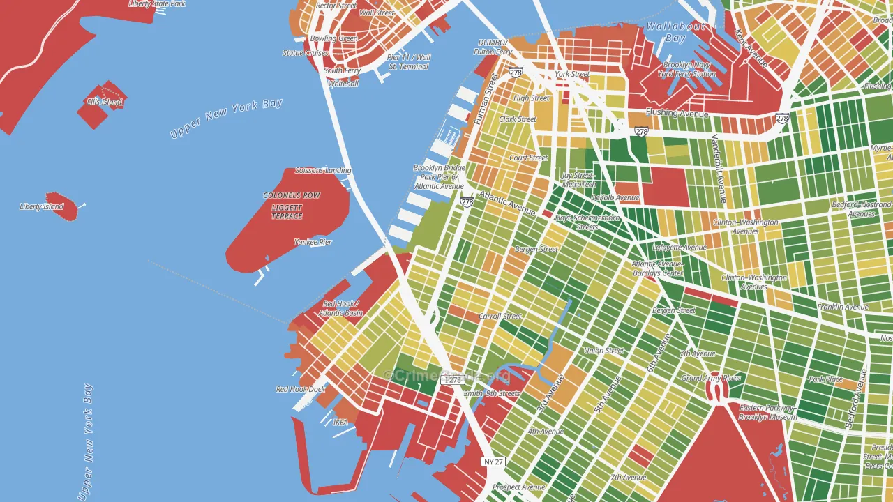 Columbia Street Waterfront District, Brooklyn, NY Map of Murder Rates