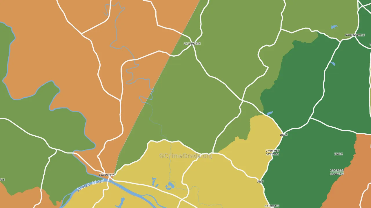 Columbia, VA Map of Murder Rates