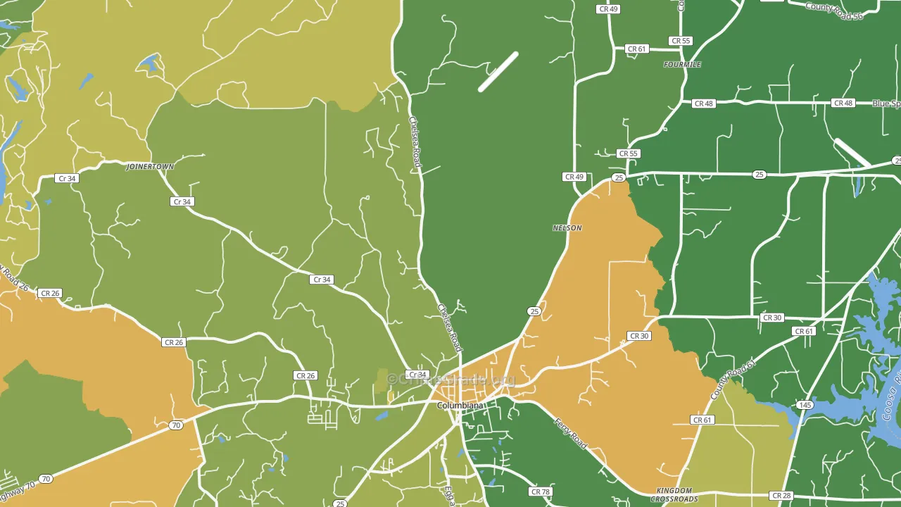 Columbiana, AL Map of Murder Rates