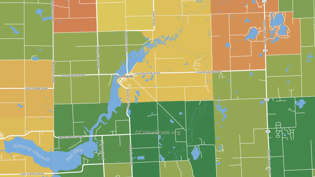Columbiaville, MI Map of Murder Rates