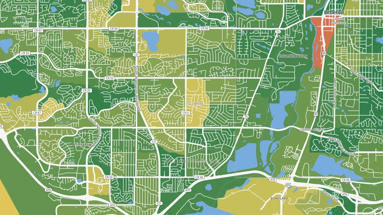 Columbine, CO Map of Murder Rates