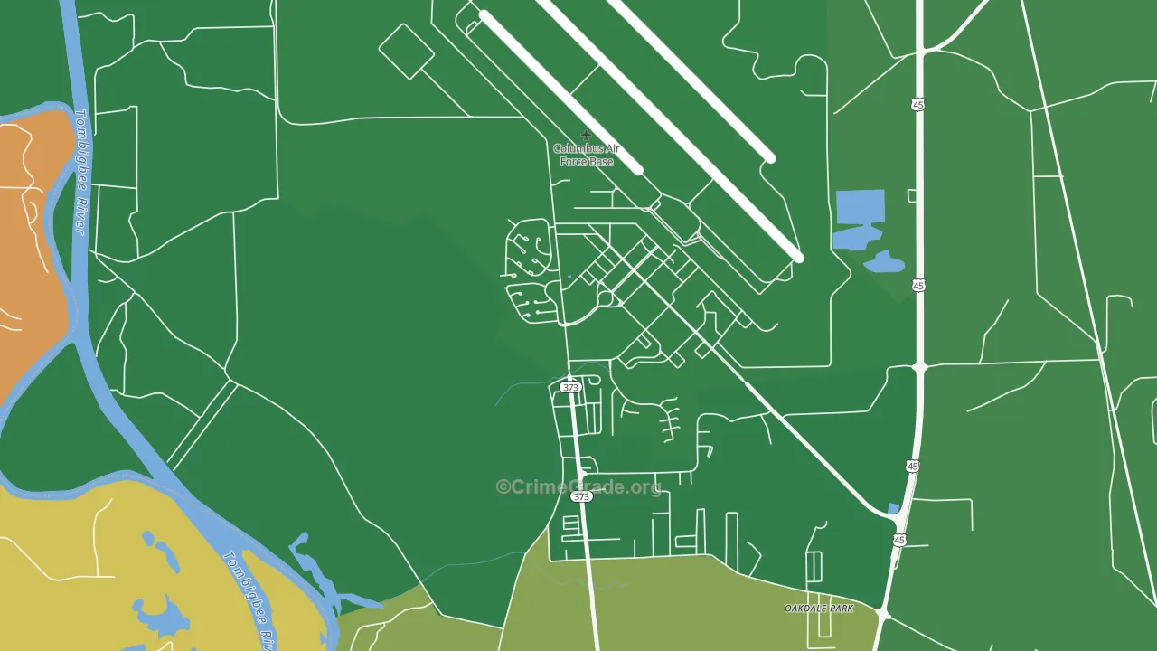 Columbus AFB, MS Map of Murder Rates