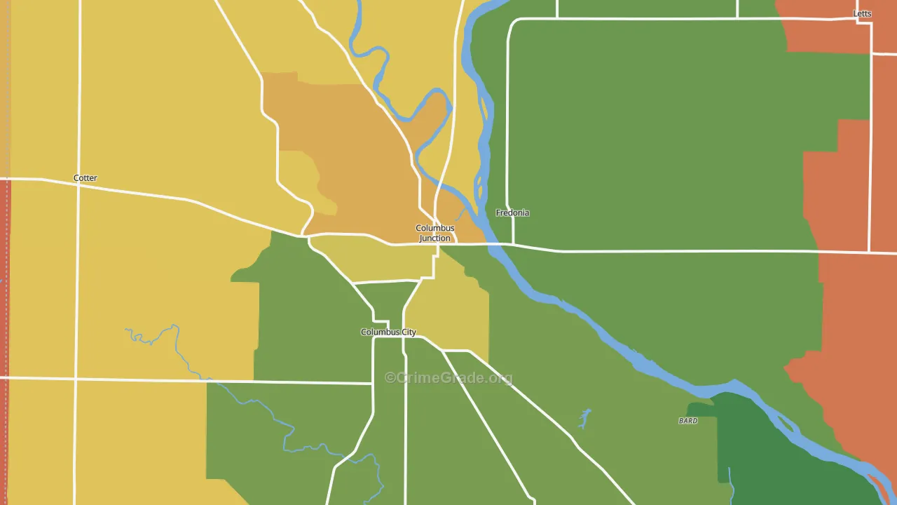 Columbus Junction, IA Map of Murder Rates