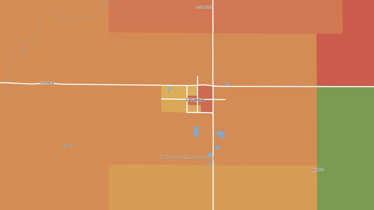 Columbus, KS Map of Murder Rates