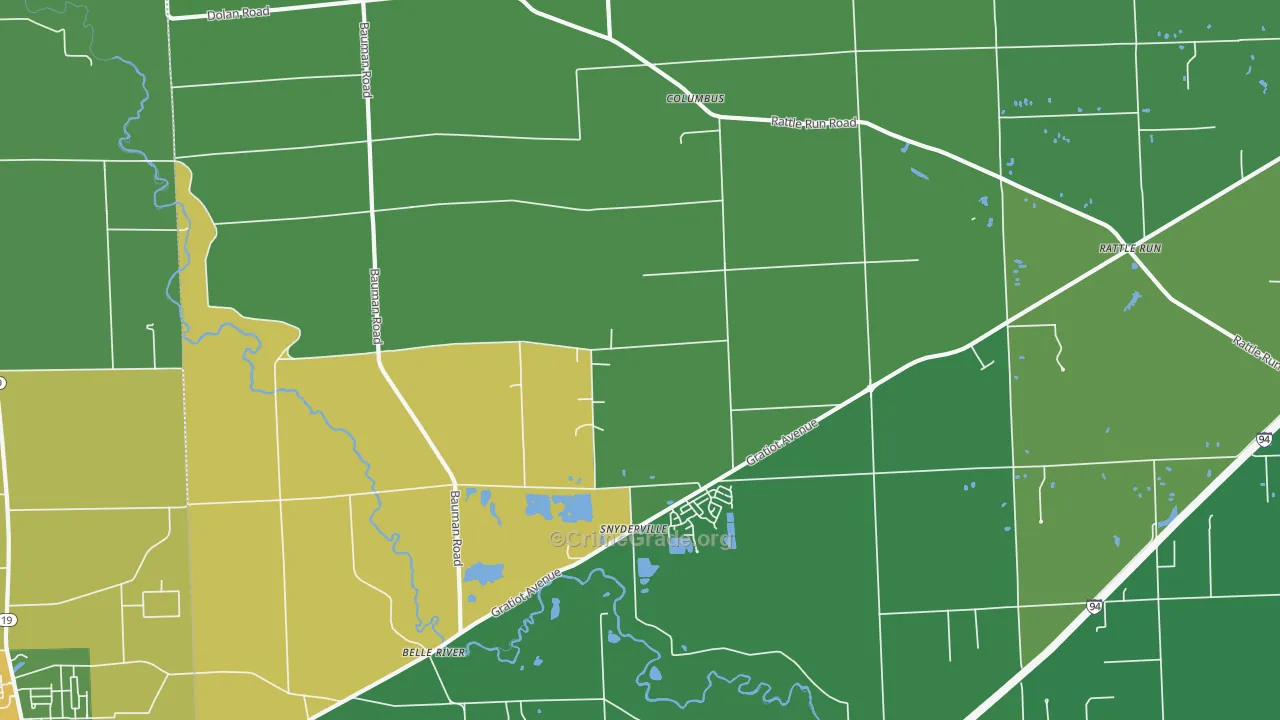 Columbus, MI Map of Murder Rates