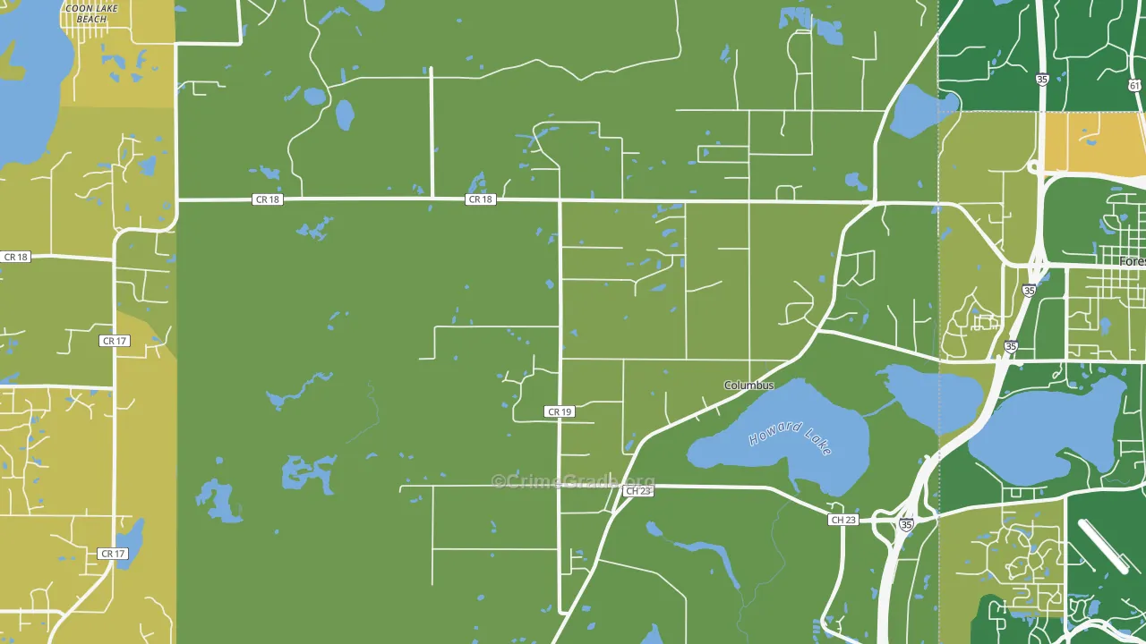 Columbus, MN Map of Murder Rates
